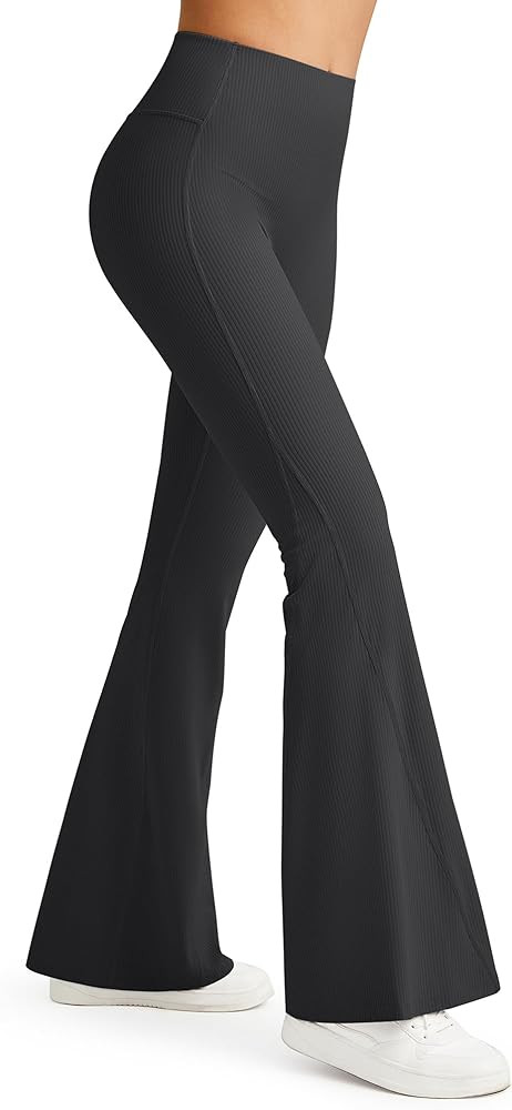 G4Free Ribbed Flare Yoga Pants for Women High Waisted Bell Bottom Leggings Tummy Control Petite/R... | Amazon (US)