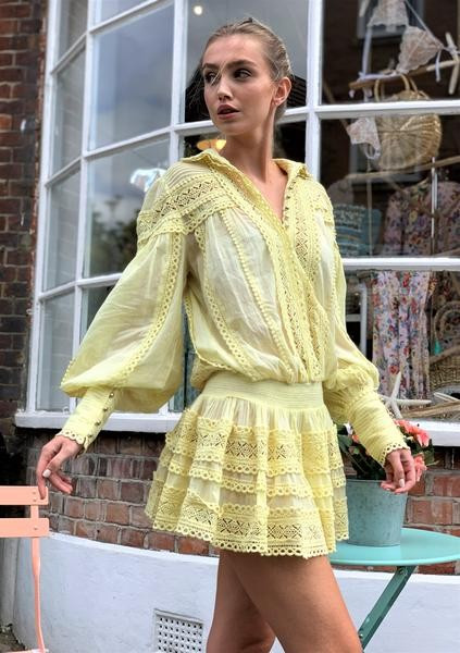 Moncur embroidered Dress in Lemon | outdazl