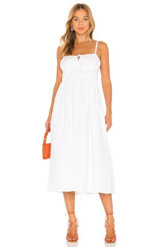 FAITHFULL THE BRAND Francesca Midi Dress in Plain White from Revolve.com | Revolve Clothing (Global)