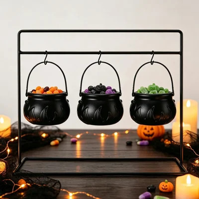 Halloween Mini Cauldron Bucket Set with Display Stand – 9 Pcs Mini Witch Pot for Candy & Spooky Party Decor | Wayfair North America