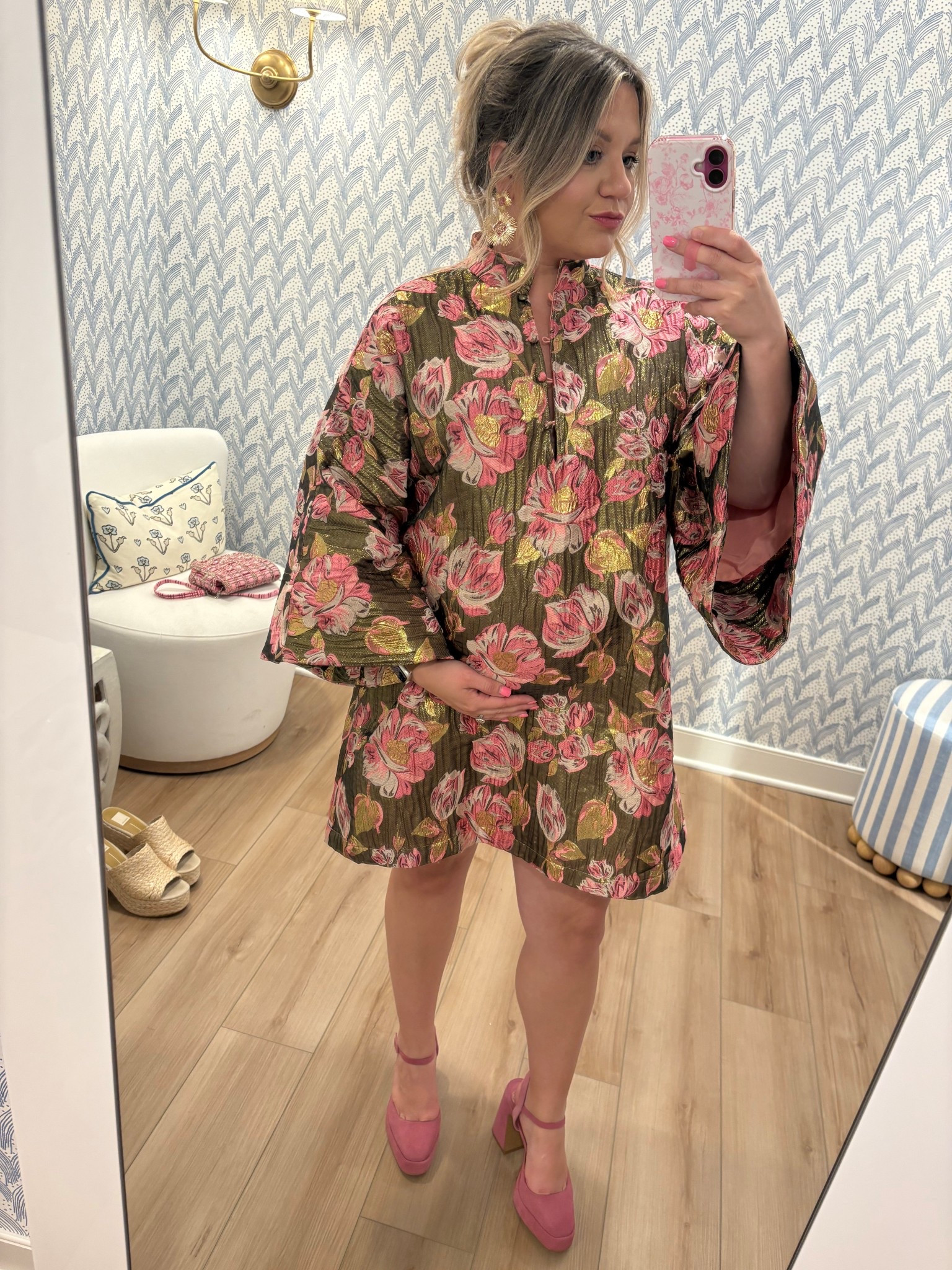 La Vie gold and pink floral dress 🩷