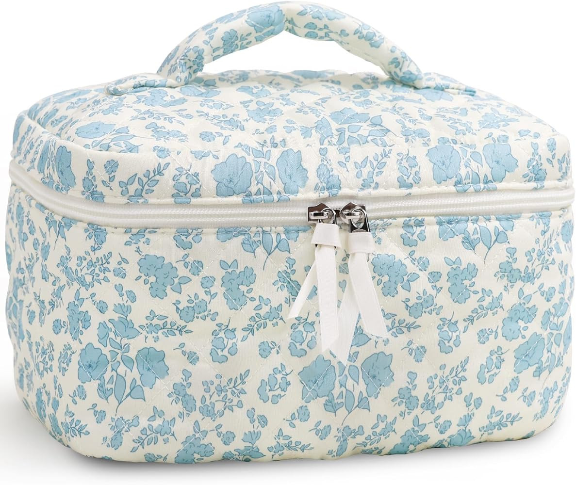 Prite Large Makeup Bag Cute Cosmetic Bag for Women Floral Coquette Aesthetic Toiletry Bag Travel ... | Amazon (US)