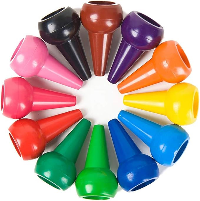 Finger Crayons for Toddlers,LECAMEBOR Non-Toxic Crayons for Kids Washable Palm-Grip Crayons 12 Co... | Amazon (US)