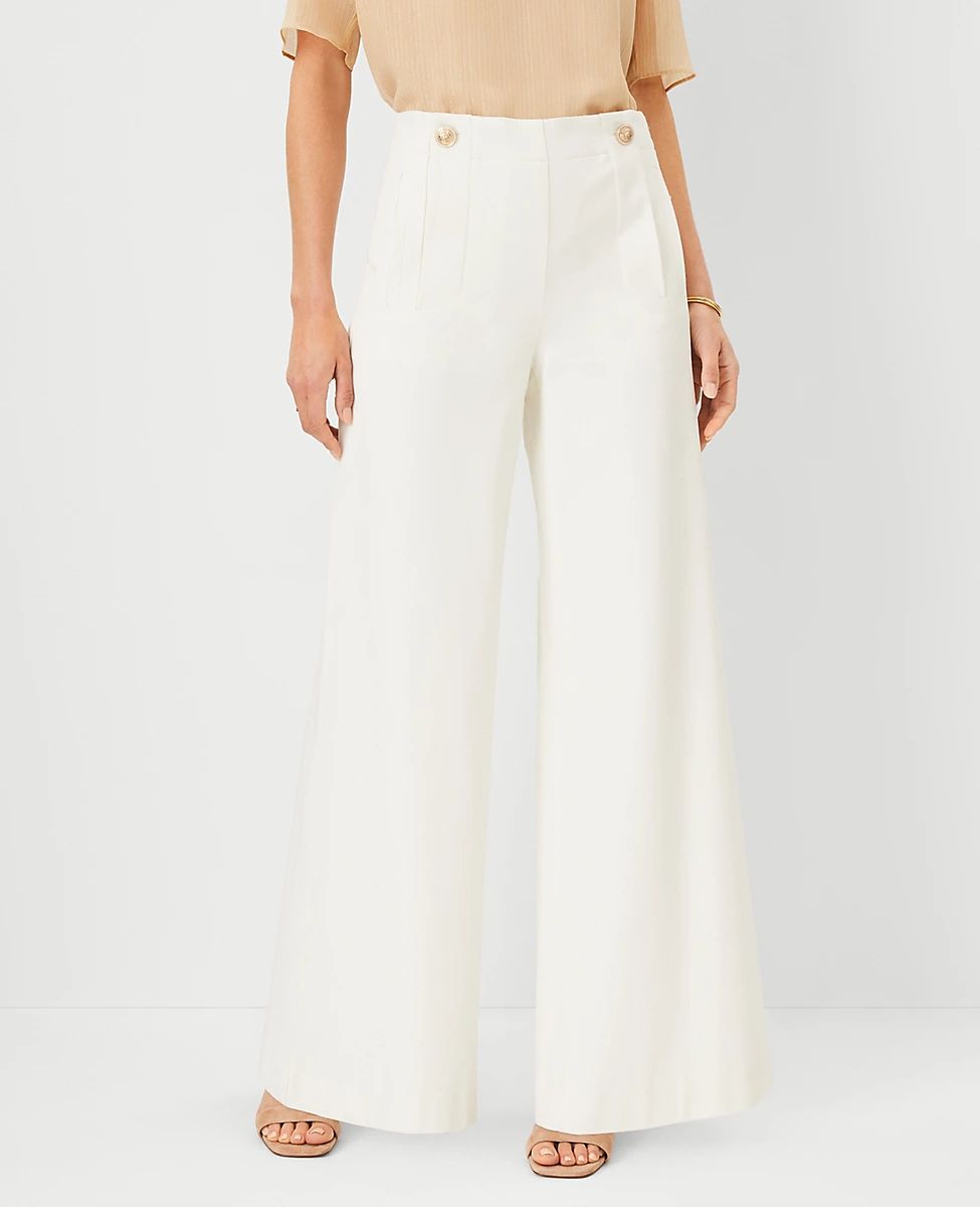 The Wide Leg Sailor Palazzo Pant in Twill | Ann Taylor (US)