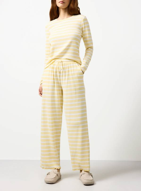 Yellow Stripe Ribbed Co-ord Pyjama Bottoms S | Tu Clothing