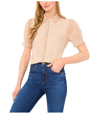 Women's Scallop-Edge Geo-Print Blouse | Macy's