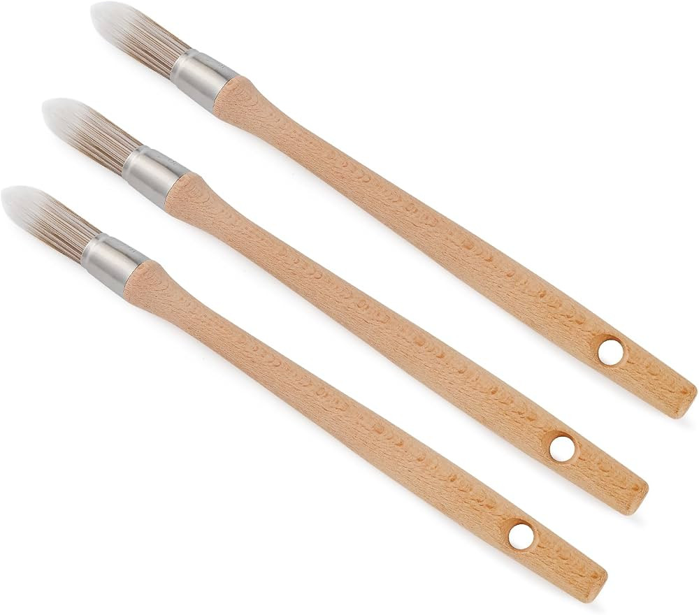 Trim Paint Brush, 0.6", 3 Pcs Round Brushes for Walls, Touch Up | Amazon (US)