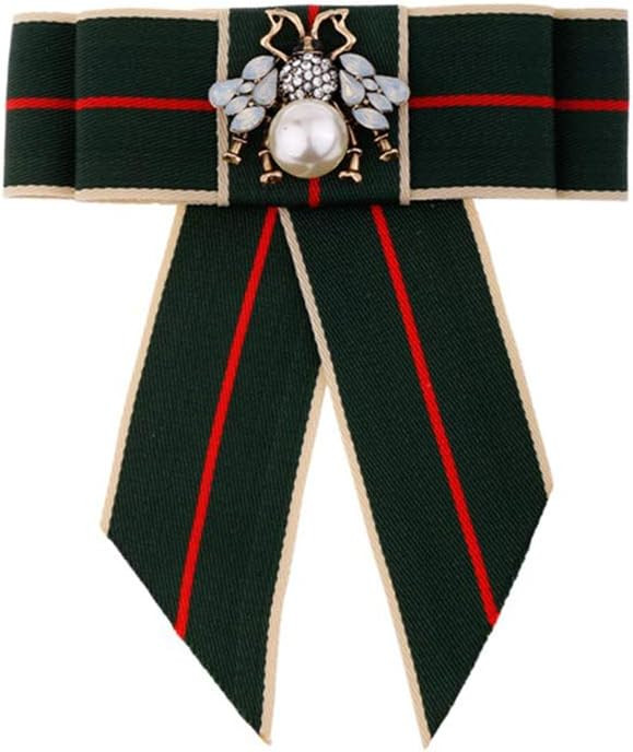 Vpang Crystal Bee Bow Brooch Pre-Tied Neck Tie Brooch Pin Striped Bow Tie for Women Wedding Party... | Amazon (US)