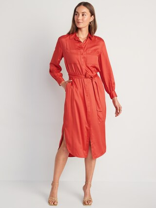 Tie-Belt Midi Shirt Dress for Women | Old Navy (US)
