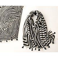Black & White Stripes Women Shawl Lightweight Tassel Scarf Long Beach Sarong Hair Wrap Gift For Her | Etsy (US)
