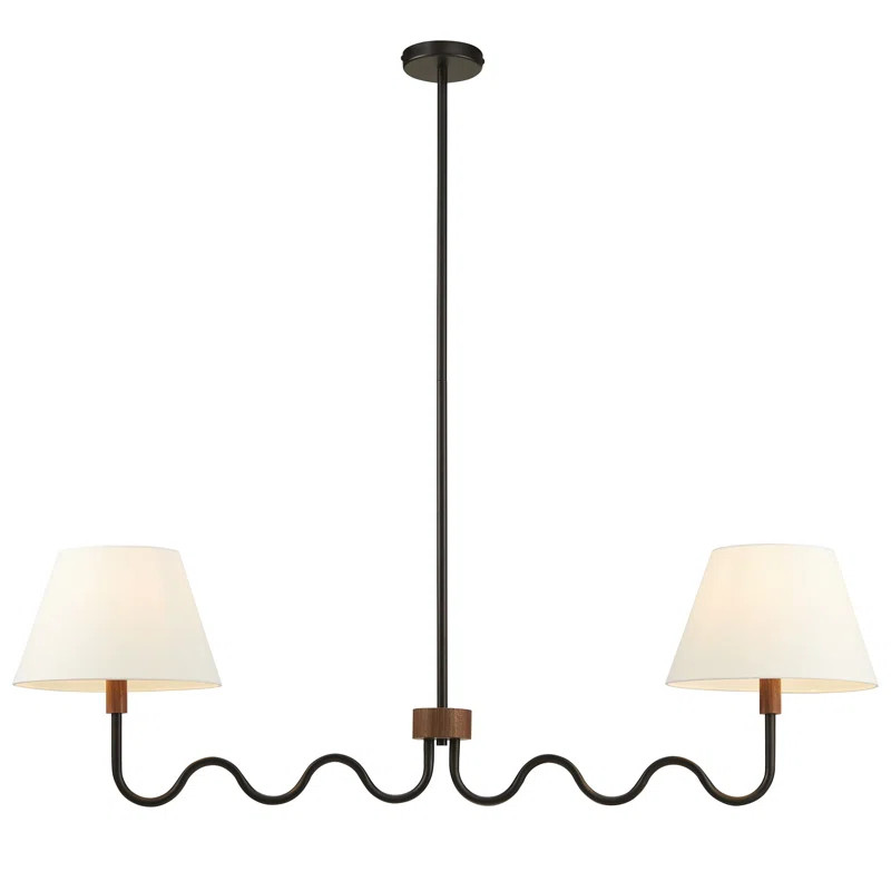 Sunlit Squiggle 2-Arm Pendant Light In Walnut Black | Wayfair North America