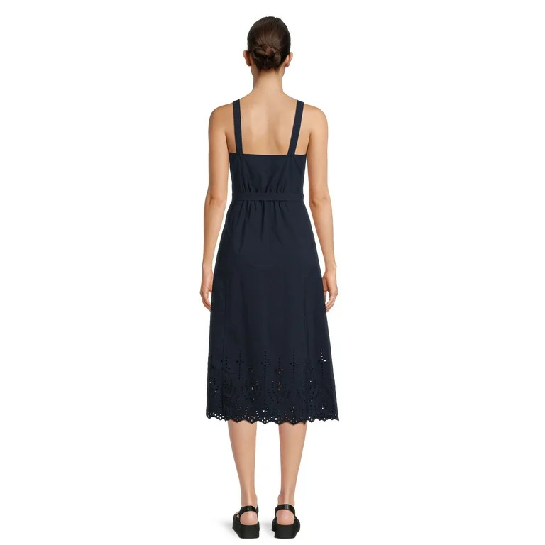 Time and Tru Women's Cotton Eyelet Button Front Dress, Sizes XS-XXXL | Walmart (US)