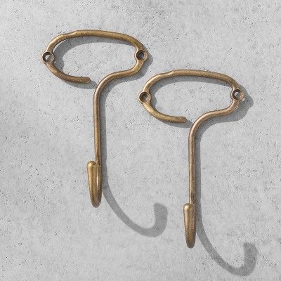 2pk Library Single Hook Brass - Hearth & Hand™ with Magnolia | Target