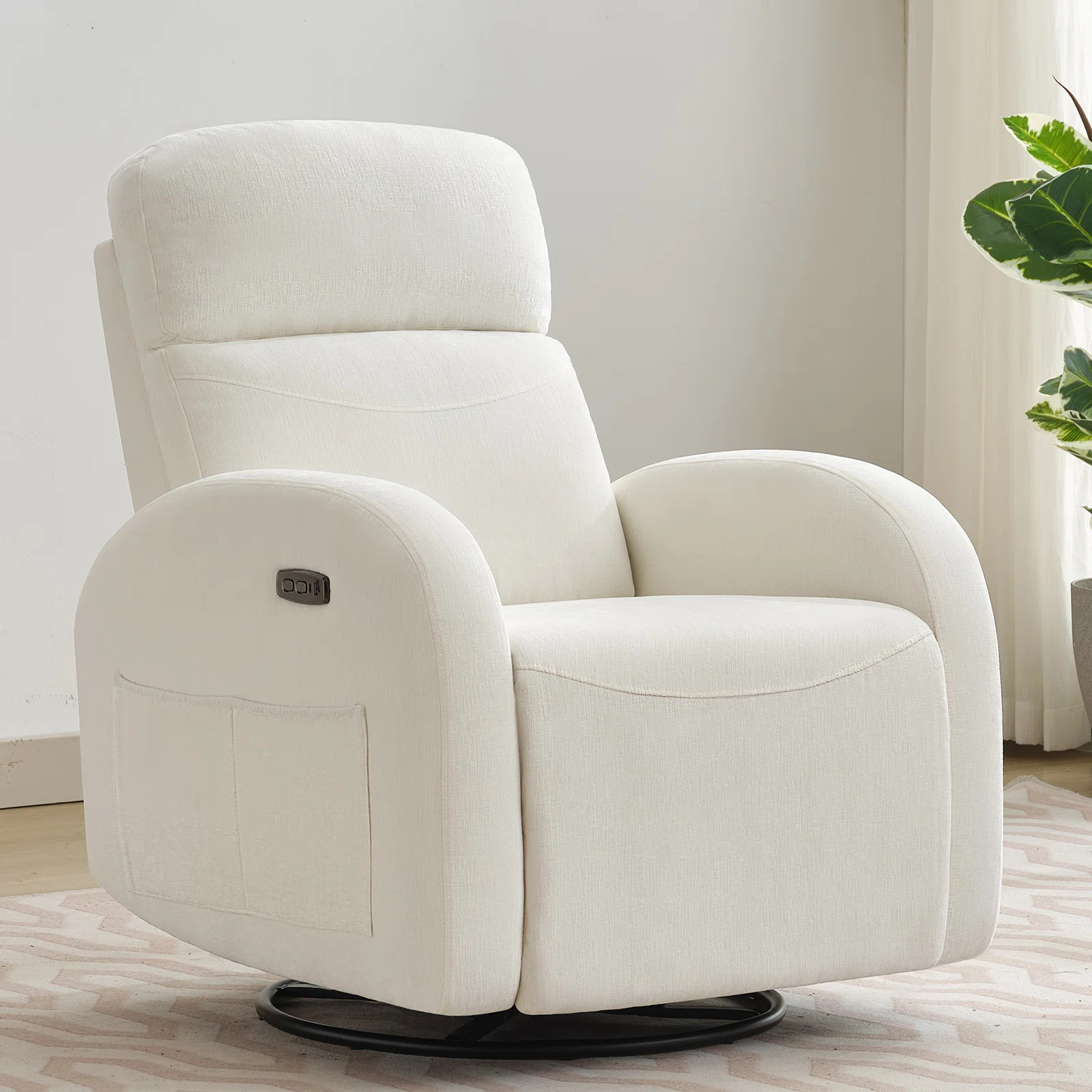 Ebern Designs Delba Fabric Swivel Rocker Power Recliner, 270° Swivel Nursery Glider Recliner wit... | Wayfair North America