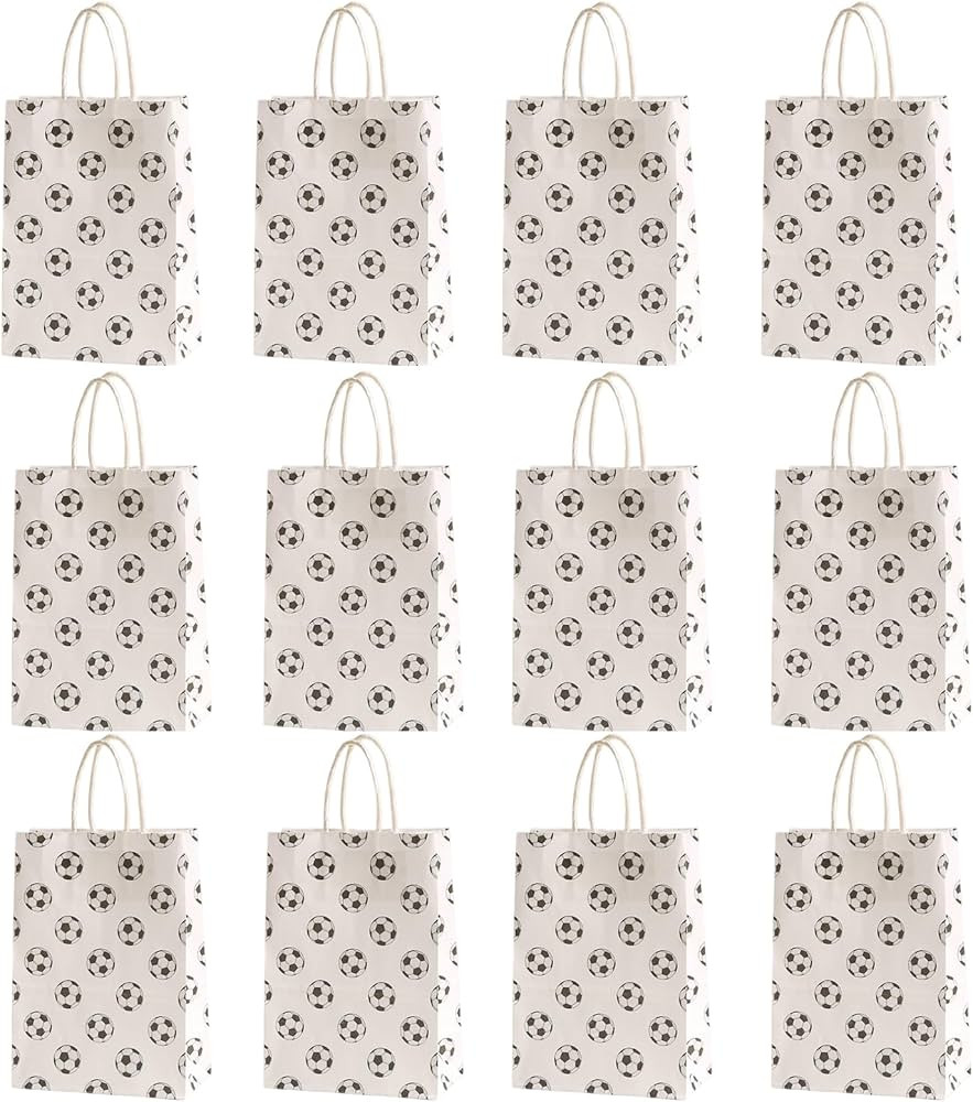 WINBOB Soccer Party Favor Bags Soccer Goodie Bags Paper Soccer Print Treat Candy Gift Bags for Ki... | Amazon (US)