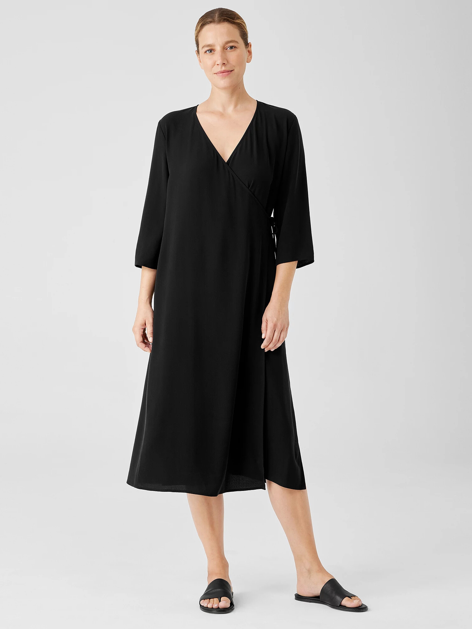 Silk Georgette Crepe Wrap Dress | Eileen Fisher