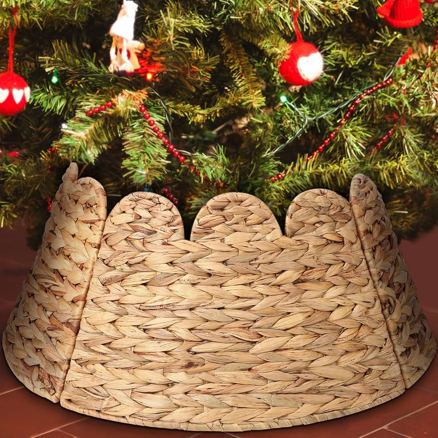Liliful 24 Inch Christmas Tree Collar Large Woven Farmhouse Christmas Tree Ring Basket Rustic Xma... | Amazon (US)
