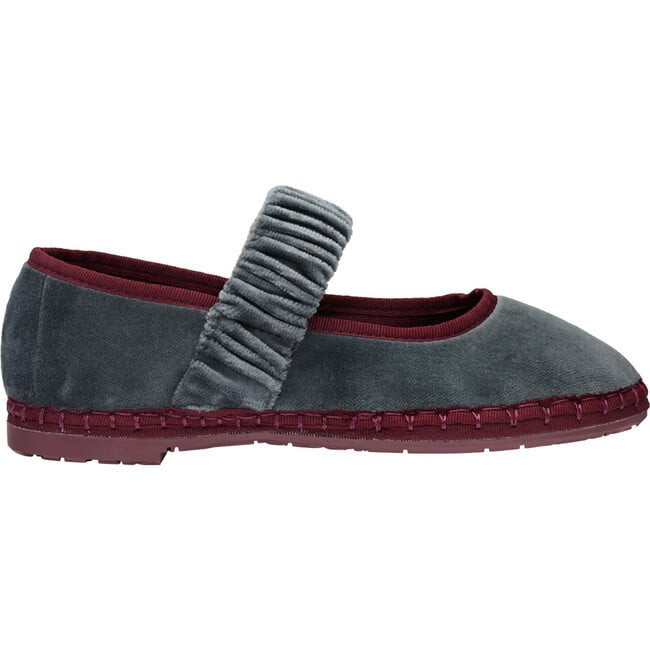 Flabelus | Women's Mafalda Georgina Piped Velvet Shoes, Grey & Burgundy | Organic Cotton (Green, Size US 9/EU 40) | Maisonette | Maisonette