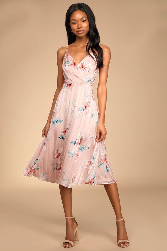 All About Love Pink Floral Print Midi Dress | Lulus (US)