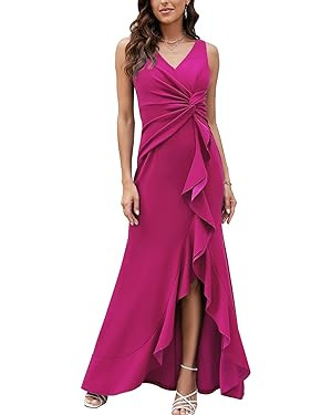 FQA Formal Evening Dresses for Women Elegant Evening Party Prom Dress Long Sexy V Neck Sleeveless... | Amazon (US)
