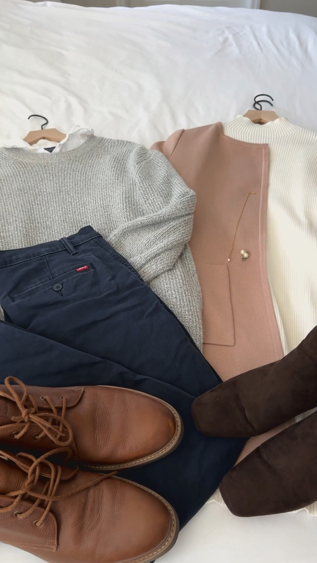 Cold weather but make it date night chic ❄️ His layered neutrals, her cozy knits, the perfect mix of warmth and style. Think dinner downtown, twinkling lights, and that first sip of red wine🍷✨ #HisAndHersStyle #WinterDateNight #LTKDateNight #OOTDinspo #CouplesStyle #ColdWeatherFashion #ClassicAndCozy

#LTKGiftGuide #LTKSeasonal #LTKMens