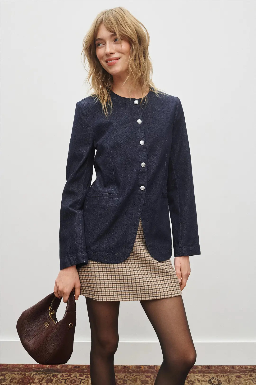 Denim Collarless Jacket | Rent the Runway