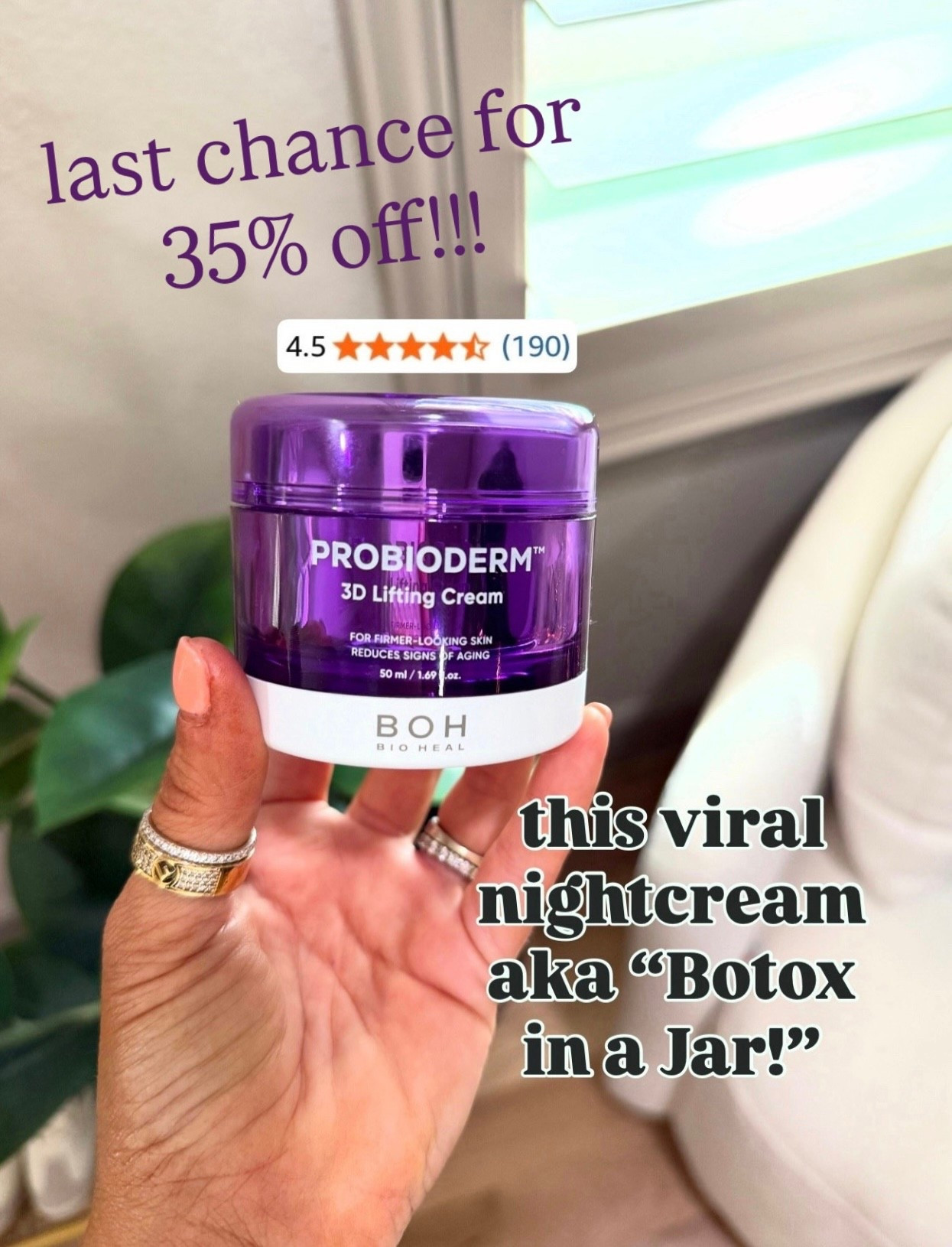 My favorite Botox in a bottle night cream is 35% off , it would make a great gift idea 

#biohealboh #purplebotoxcream #nightcream #3dliftingcream @bioheal.boh_official 