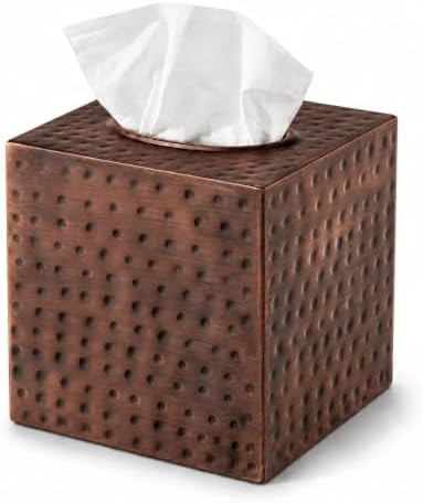 Monarch Abode Tissue Box Cover Square – Hand Hammered Antique Copper Metal Tissue Holder Box fo... | Amazon (US)