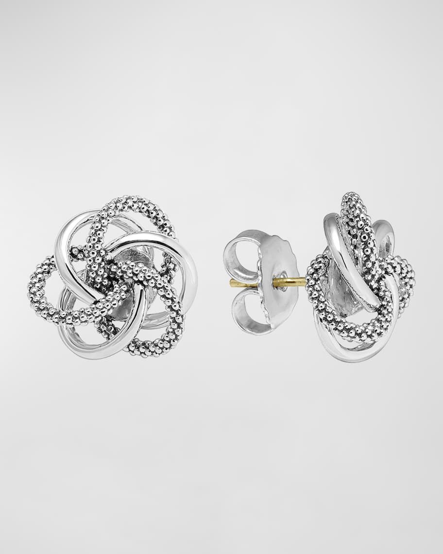 LAGOS Silver Smooth/Caviar Knot Stud Earrings | Neiman Marcus