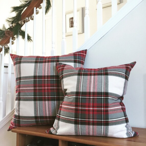 Plaid Pillow Cover, Red Plaid Pillow Cover, Tartan Plaid Pillow Cover, Cream Plaid Pillow Cover, Chr | Etsy (US)