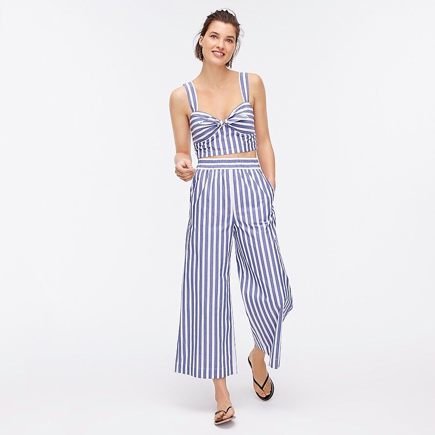 Twist-front cropped top in awning stripe | J.Crew US