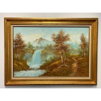 Vintage Summer Landscape Oil Painting Of A Foresty Mountain Scene in Wooden Frame Signed By Artist | Etsy (US)