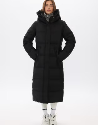 Stradivarius Long straight down puffer coat in black | ASOS (Global)