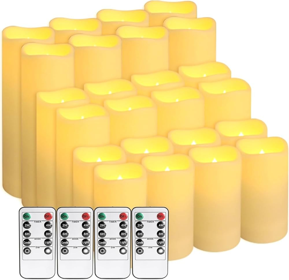 Set of 24 Flameless Led Battery Opeated (D2.2'' x H4''5''6'') Waterproof Outdoor Indoor Candles w... | Amazon (US)