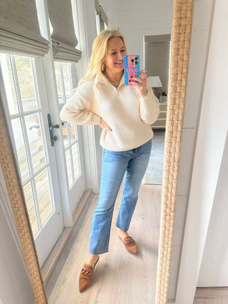 Loving this classic sweater. It’s such a great fall and winter staple. Wearing size small. Jeans are a size 26 Risen denim. Mules are a target find. Grab 15% off sweater and jeans with code FANCY15


#LTKSeasonal #LTKstyletip #LTKfindsunder100