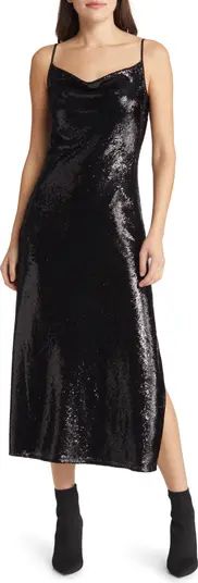 AllSaints Hadley Sequin Cowl Neck Dress | Nordstrom | Nordstrom