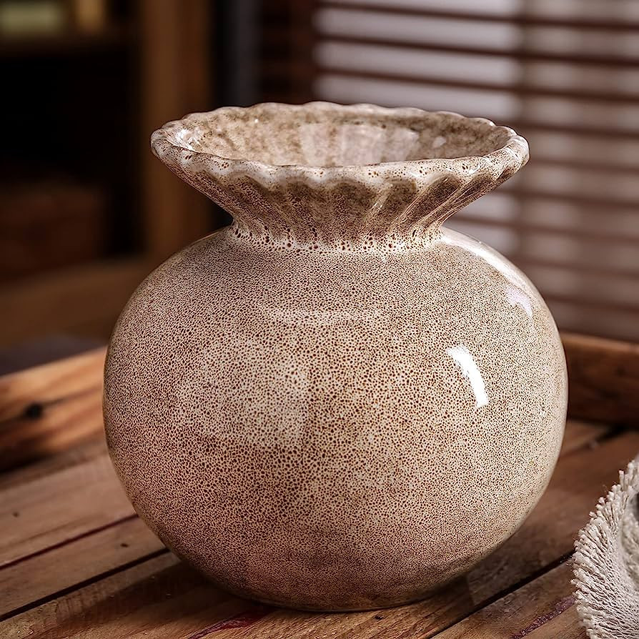 Kendiis Ceramic Vase, Modern Brown Vase for Decor, Decorative Vases for Mantel, Table, Living Roo... | Amazon (US)