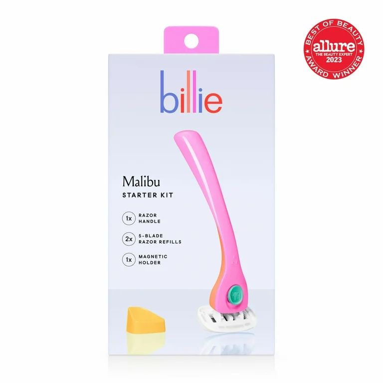 Billie Women’s Razor Kit, 1 Handle + 2 x 5-Blade Refills + Magnetic Holder, Malibu Color | Walmart (US)