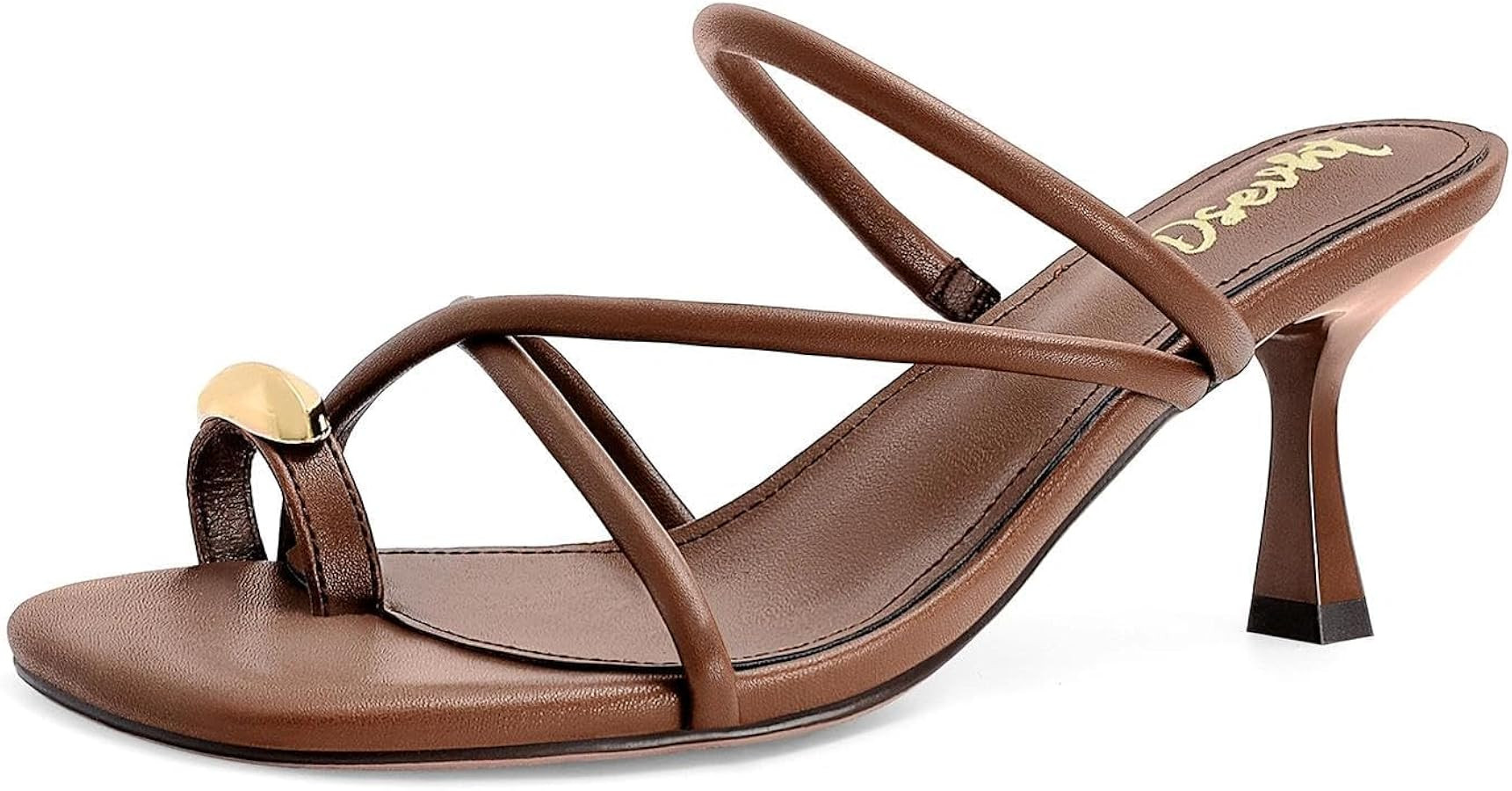 Dsevht Strappy Kitten Heel Sandals Toe Ring Flip Flop Stiletto Low Short Thong Heels Slip On Squa... | Amazon (US)