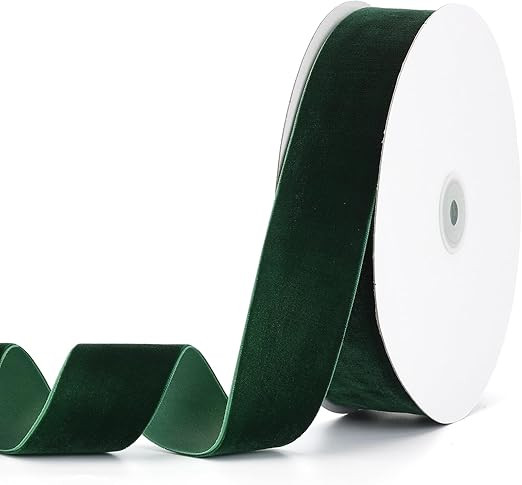 Dark Green Velvet Ribbon 1-1/2" x 20Yd,Great for Gift Wrapping,Hair Bows Making, Wreaths,Wedding ... | Amazon (US)
