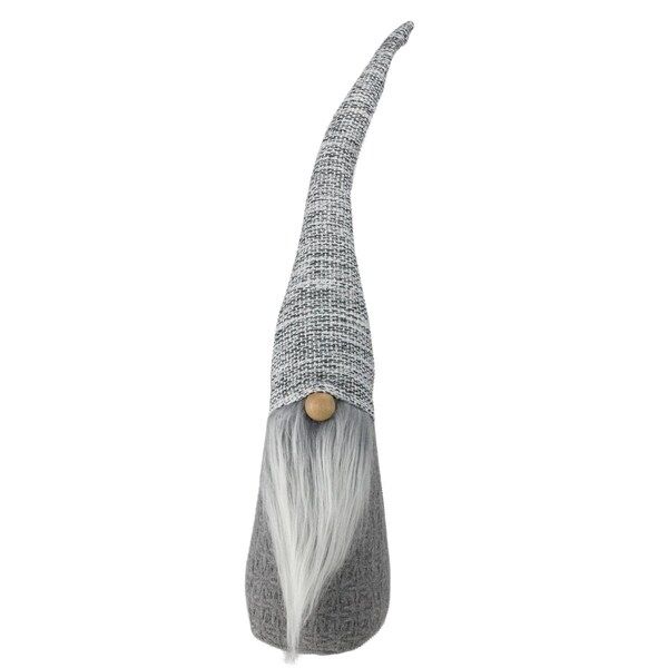 20" Winter's Beauty Grey and White with Woven Hat and Wooden Nose Cone Gnome | Bed Bath & Beyond