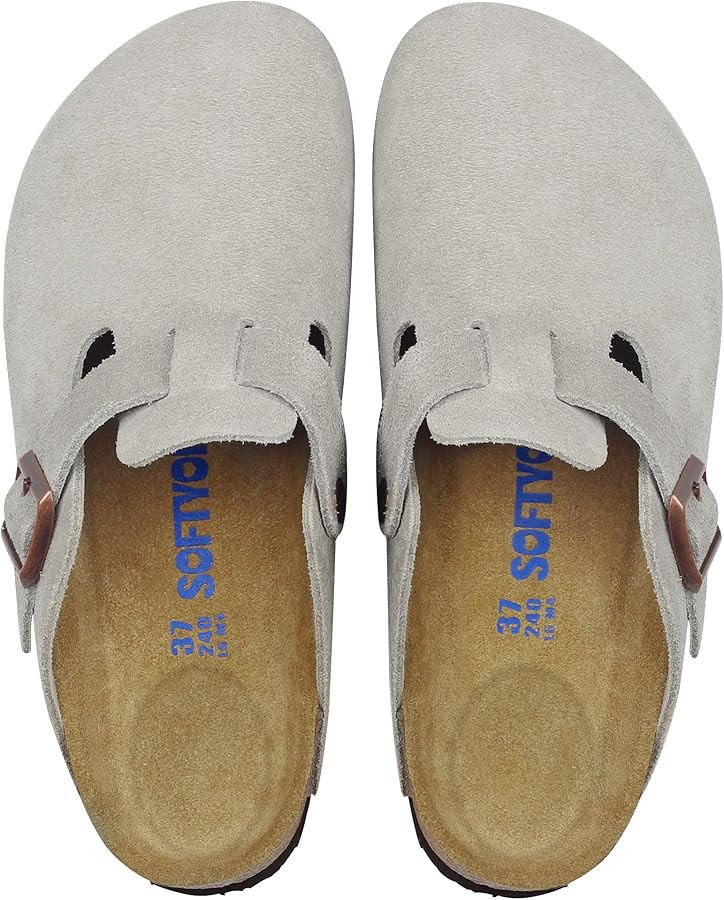 Clogs for Women Men, Mules with Arch Support and Adjustable Buckle, Suede Leather Cork Footbed Po... | Amazon (US)