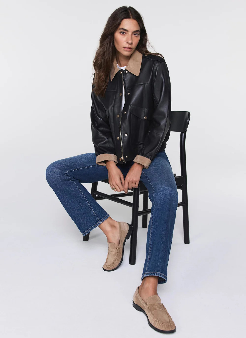 Black Leather Barn Jacket | Mint Velvet