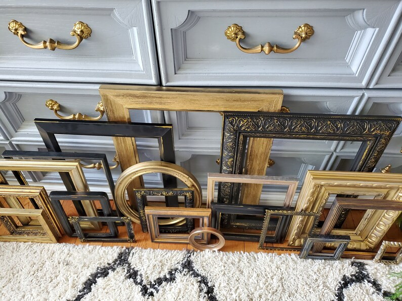 Set of 20 Black & Gold Frames - Gold, Black - Gallery - Nursery - Wedding - Vintage Frames - Fram... | Etsy (US)