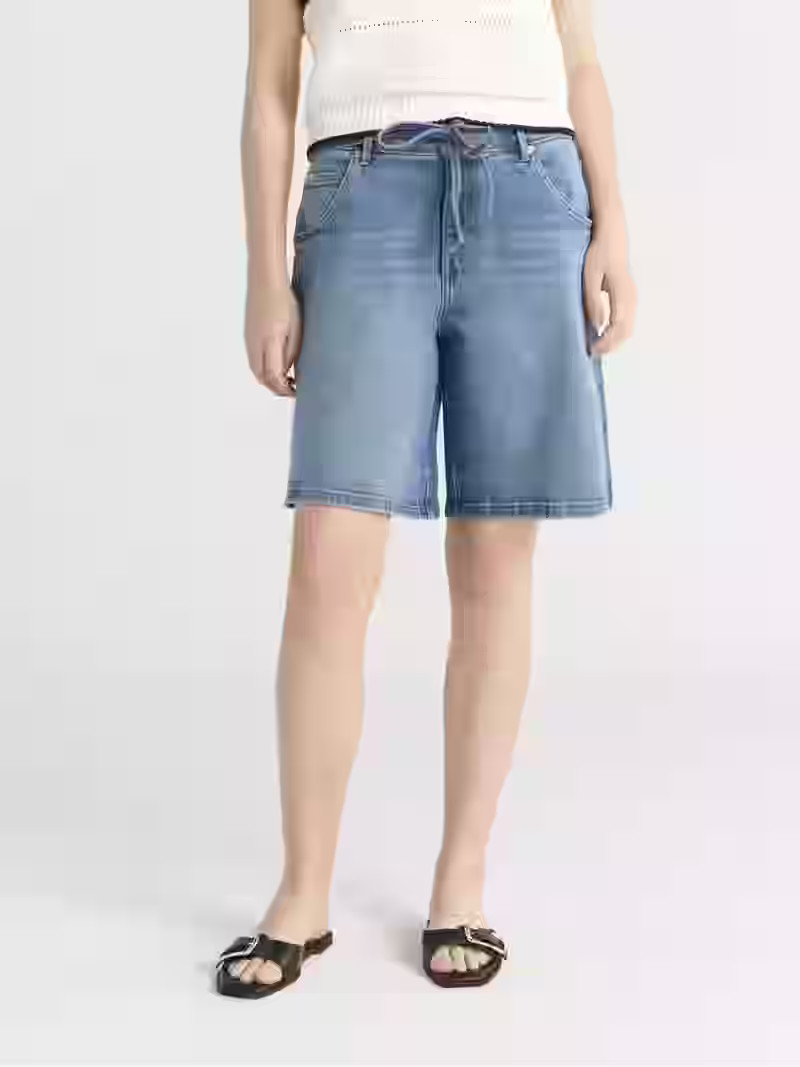 Free Assembly Women's and Women's Plus Bermuda Shorts with Belt, 9" Inseam, Sizes 0-28 | Walmart (US)
