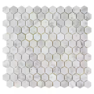 Rockart Carrara Marble 12 in. x 12 in. Hexagon 1 in. Natural Stone Mosaic Tile (10.7639 sq. ft./C... | The Home Depot