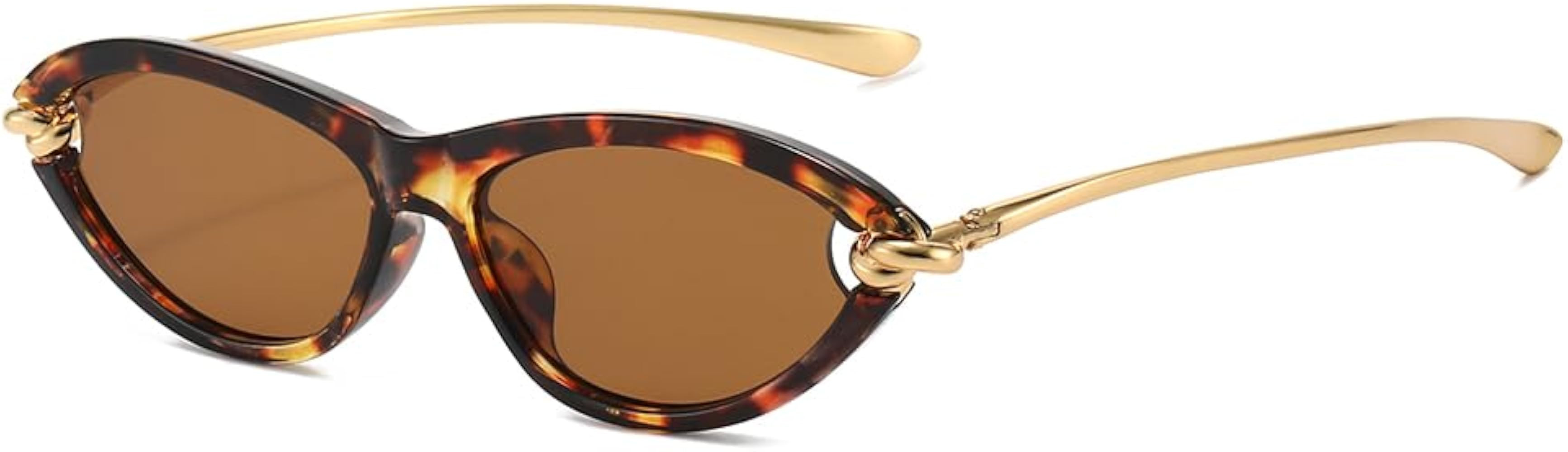 YAMEIZE Retro Cat Eye Sunglasses for Women Vintage Small 90S Oval Cateye Sunglasses Gold Frame UV... | Amazon (UK)
