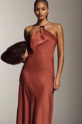 By Anthropologie Halter Slip Midi Dress | Anthropologie (US)