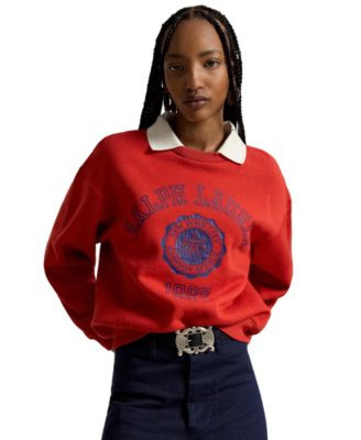 Polo Ralph Lauren Women's Polo Collar Crewneck Sweatshirt - Very Red | Macy's