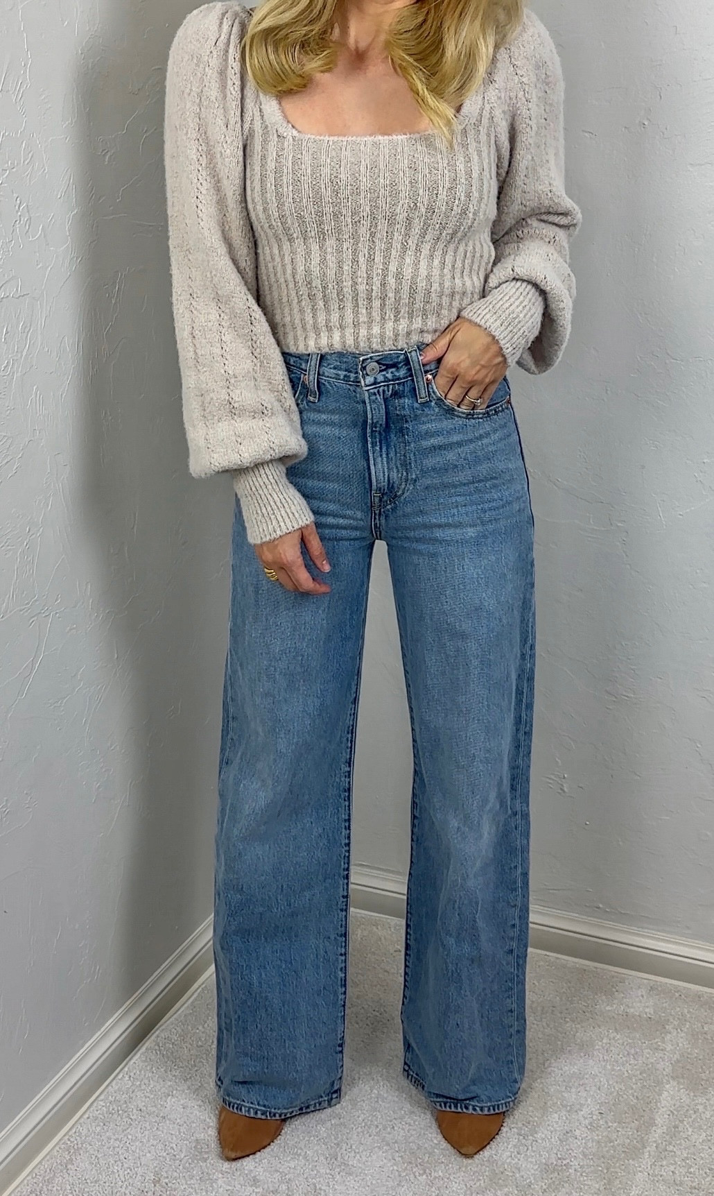 Jeans
Denim
Wide leg jeans 
Wide leg denim
Sweater
Winter shoes
Winter fashion 
Winter outfits  
#ltkseasonal
#ltkover40
#ltku 
#LTKMostLoved 
#LTKsalealert #LTKfindsunder100